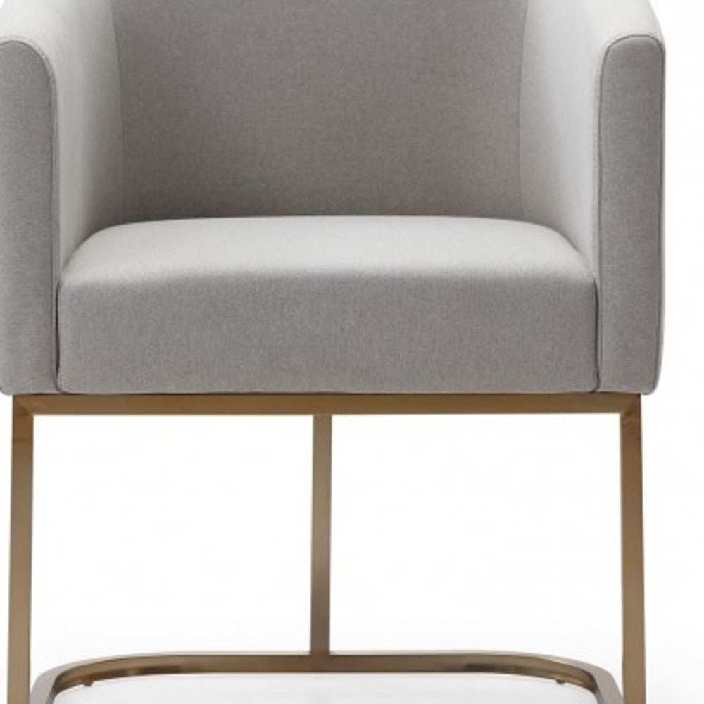 Light Gray And Antiqued Brass Upholstered Fabric Dining Arm Chair - Homeroots - Flyclothing LLC
