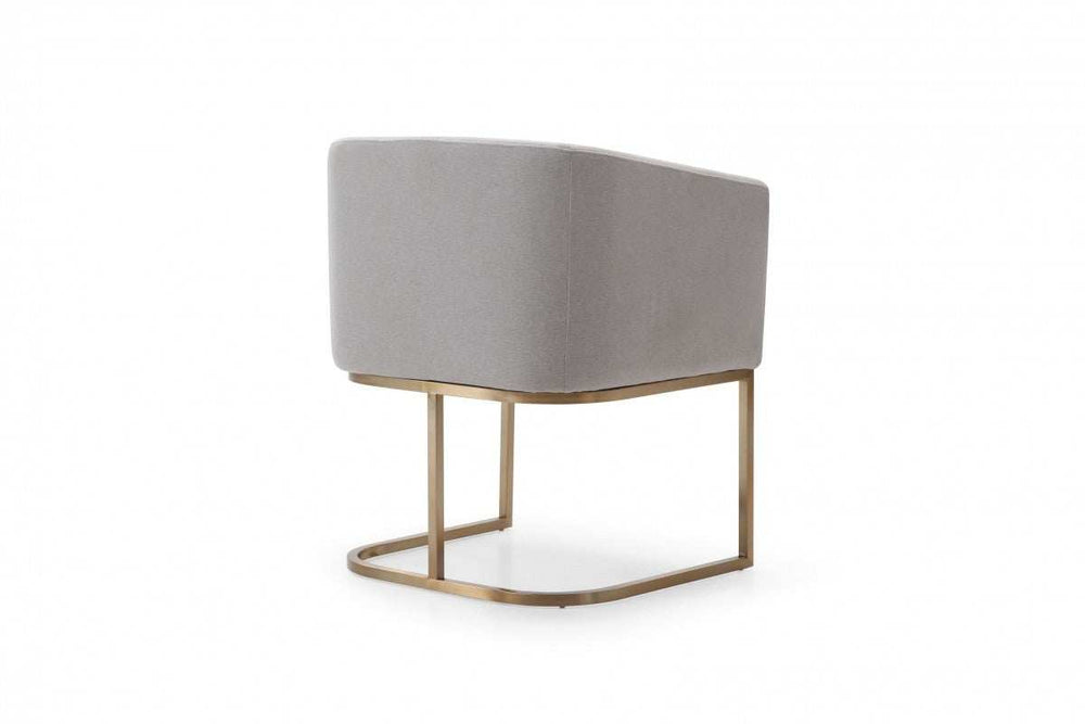Light Gray And Antiqued Brass Upholstered Fabric Dining Arm Chair - Homeroots - Flyclothing LLC