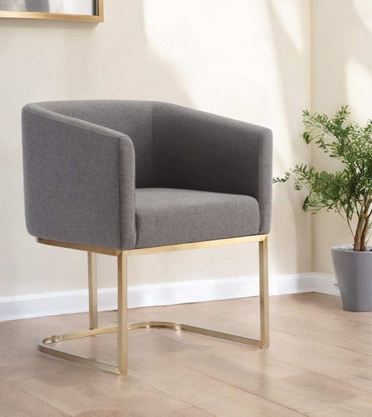 Dark Gray And Antiqued Brass Upholstered Fabric Dining Arm Chair - Homeroots - Flyclothing LLC