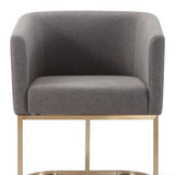 Dark Gray And Antiqued Brass Upholstered Fabric Dining Arm Chair - Homeroots - Flyclothing LLC