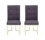 Set of Two Tufted Gray And Gold Upholstered Fabric Dining Side Chairs - Homeroots - Flyclothing LLC