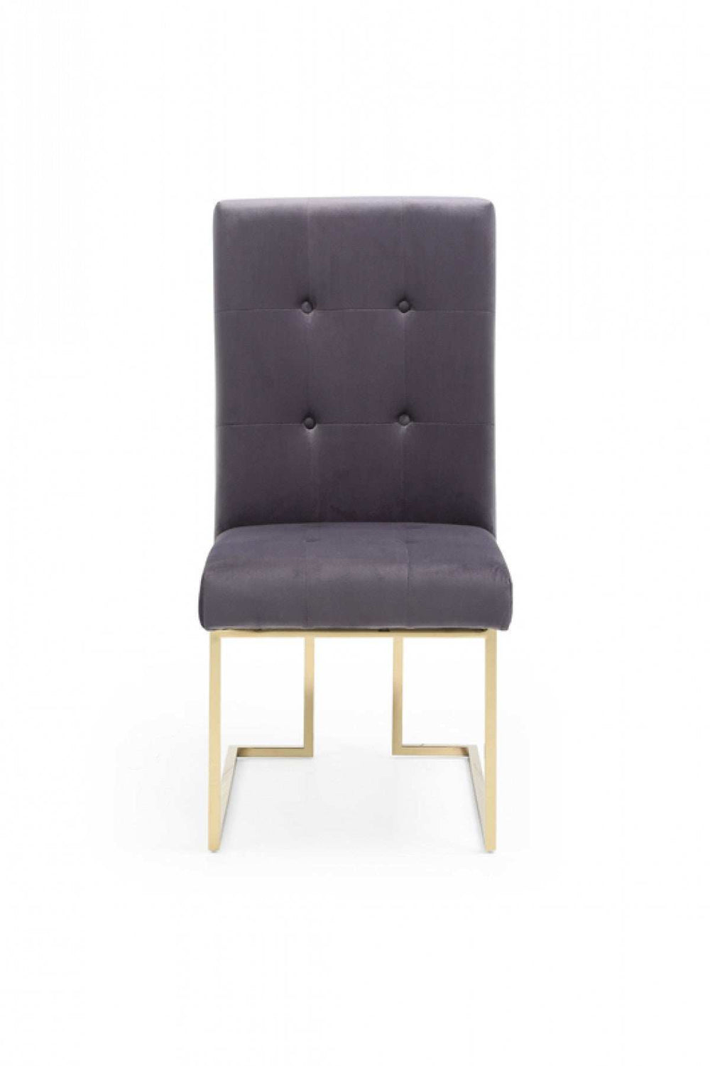 Set of Two Tufted Gray And Gold Upholstered Fabric Dining Side Chairs - Homeroots - Flyclothing LLC