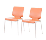 Set of Two Terra Cotta And Silver Upholstered Faux Leather Dining Side Chairs - Homeroots - Flyclothing LLC