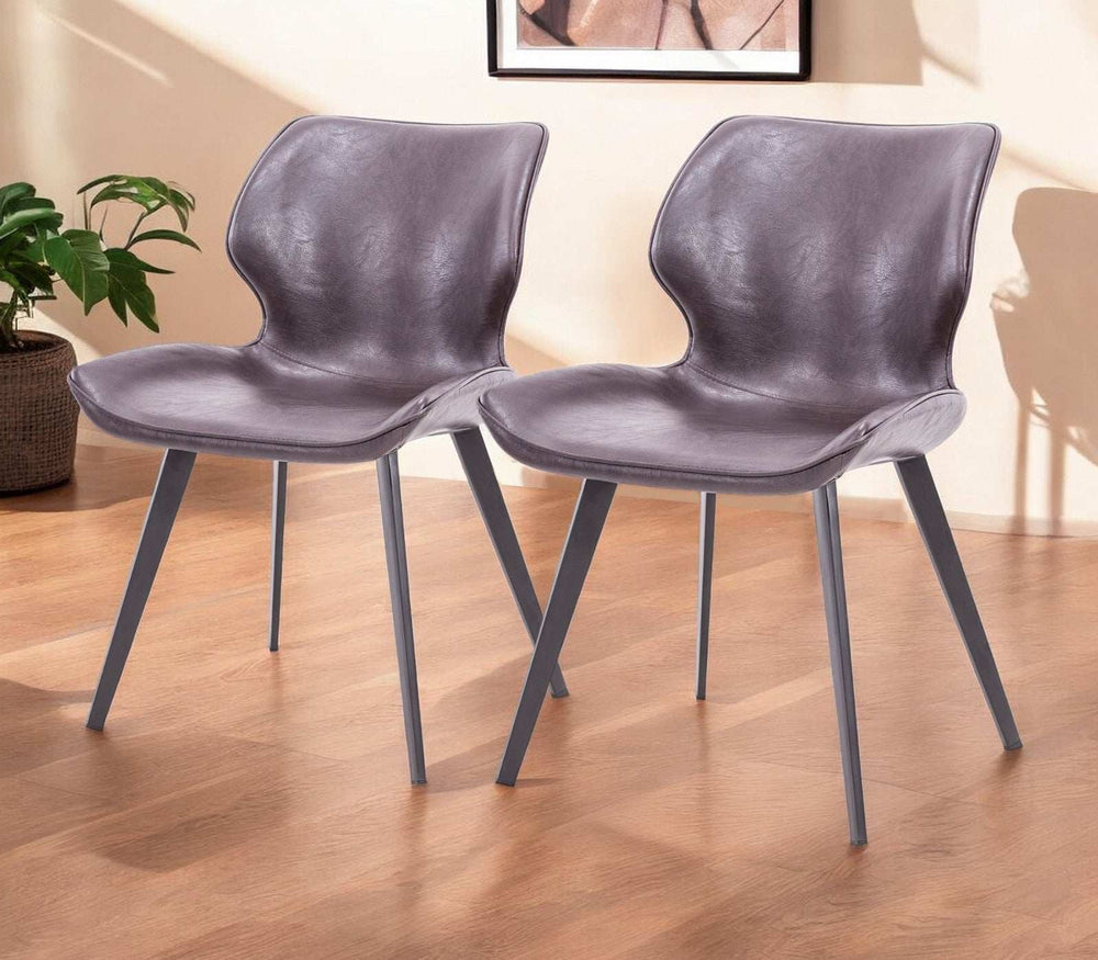 Set of Two Dark Brown And Black Upholstered Faux Leather Dining Side Chairs - Homeroots - Flyclothing LLC