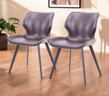 Set of Two Dark Brown And Black Upholstered Faux Leather Dining Side Chairs - Homeroots - Flyclothing LLC