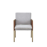 Light Gray And Antiqued Brass Upholstered Fabric Dining Arm Chair - Homeroots - Flyclothing LLC