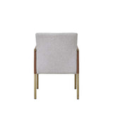 Light Gray And Antiqued Brass Upholstered Fabric Dining Arm Chair - Homeroots - Flyclothing LLC
