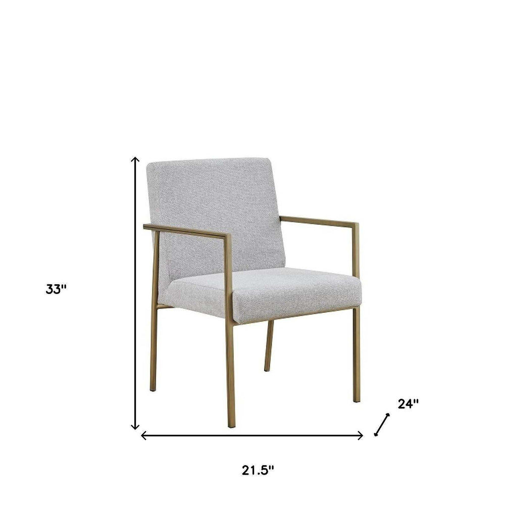 Light Gray And Brass Upholstered Fabric Dining Arm Chair - Homeroots - Flyclothing LLC
