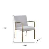 Light Gray And Brass Upholstered Fabric Dining Arm Chair - Homeroots - Flyclothing LLC