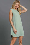 Umgee Round Neck Sleeveless High-Low Curved Hemline Mini Dress - Trendsi - Flyclothing LLC