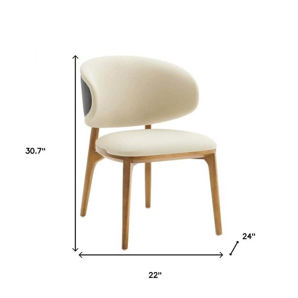 Cream And Brown Upholstered Fabric Wing Back Dining Side Chair - Homeroots - Flyclothing LLC