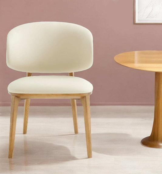 Cream And Brown Upholstered Fabric Wing Back Dining Side Chair - Homeroots - Flyclothing LLC