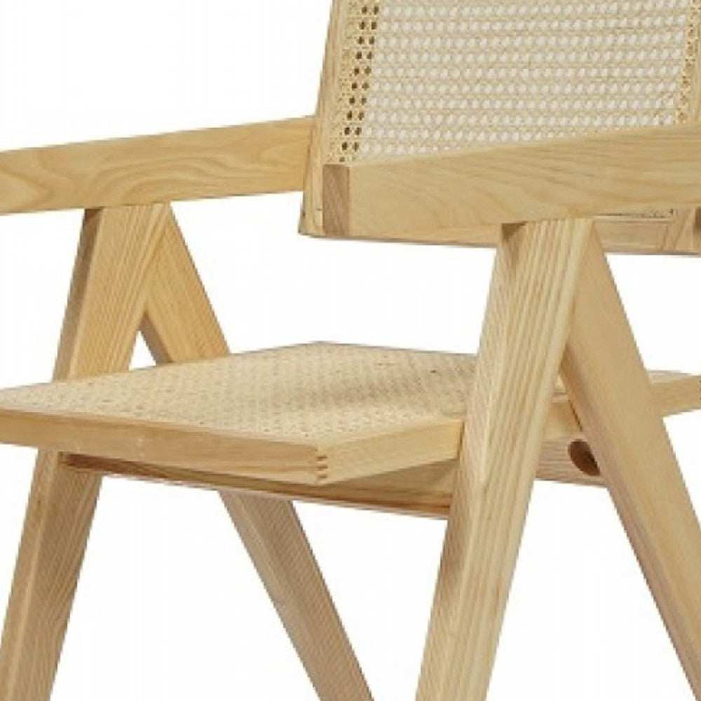 Natural Wood Open Back Dining Arm Chair - Homeroots - Flyclothing LLC