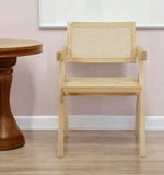 Natural Wood Open Back Dining Arm Chair - Homeroots - Flyclothing LLC