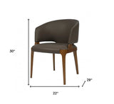 Dark Gray And Brown Upholstered Faux Leather Wing Back Dining Arm Chair - Homeroots - Flyclothing LLC