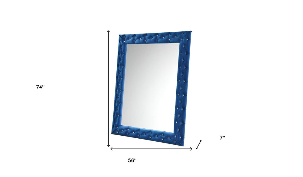 74" Blue Velvet Accent Mirror - Homeroots - Flyclothing LLC