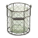 6" Brown and Clear Wire Basket and Glass Jar