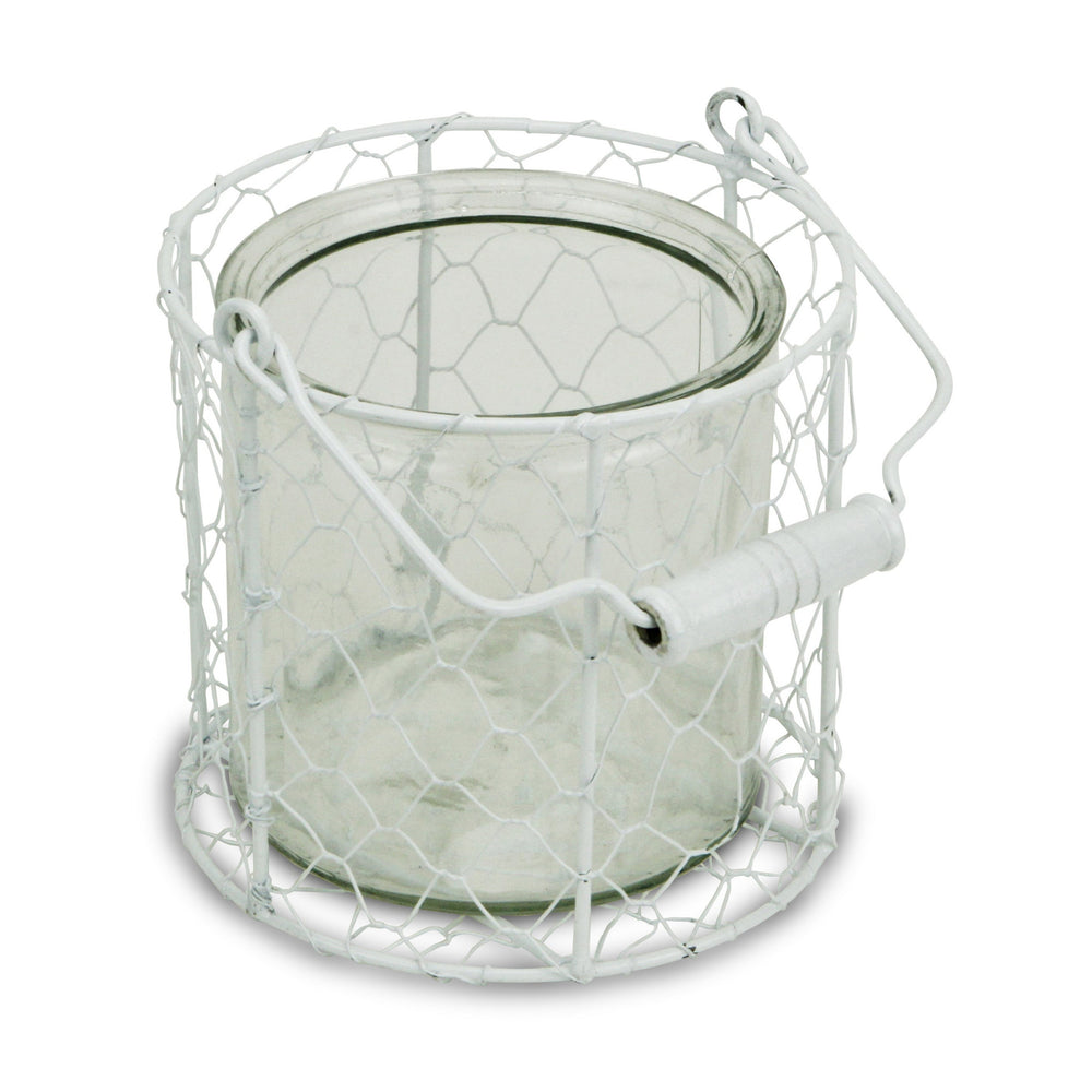 5" White Metal Tabletop Lantern Candle Holder - Homeroots - Flyclothing LLC