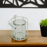 5" White Metal Tabletop Lantern Candle Holder - Homeroots - Flyclothing LLC