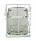 5.5" White and Clear Wire Basket Glass Jar - Homeroots