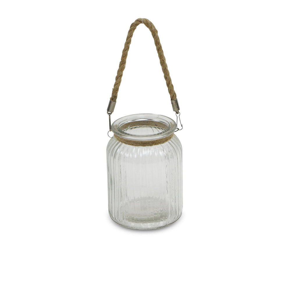 6" Clear and Brown Glass Tabletop Lantern Candle Holder - Homeroots - Flyclothing LLC