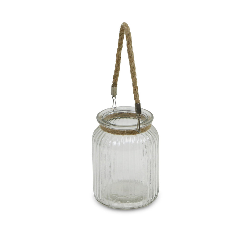 6" Clear and Brown Glass Tabletop Lantern Candle Holder - Homeroots - Flyclothing LLC