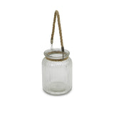 6" Clear and Brown Glass Tabletop Lantern Candle Holder - Homeroots - Flyclothing LLC
