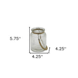 6" Clear and Brown Glass Tabletop Lantern Candle Holder - Homeroots - Flyclothing LLC