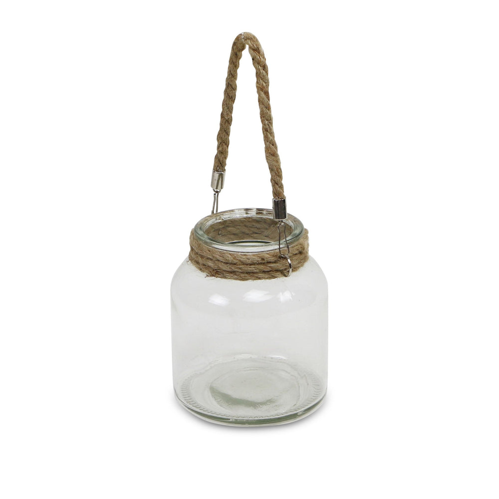 6" Clear and Brown Glass Tabletop Lantern Candle Holder - Homeroots - Flyclothing LLC