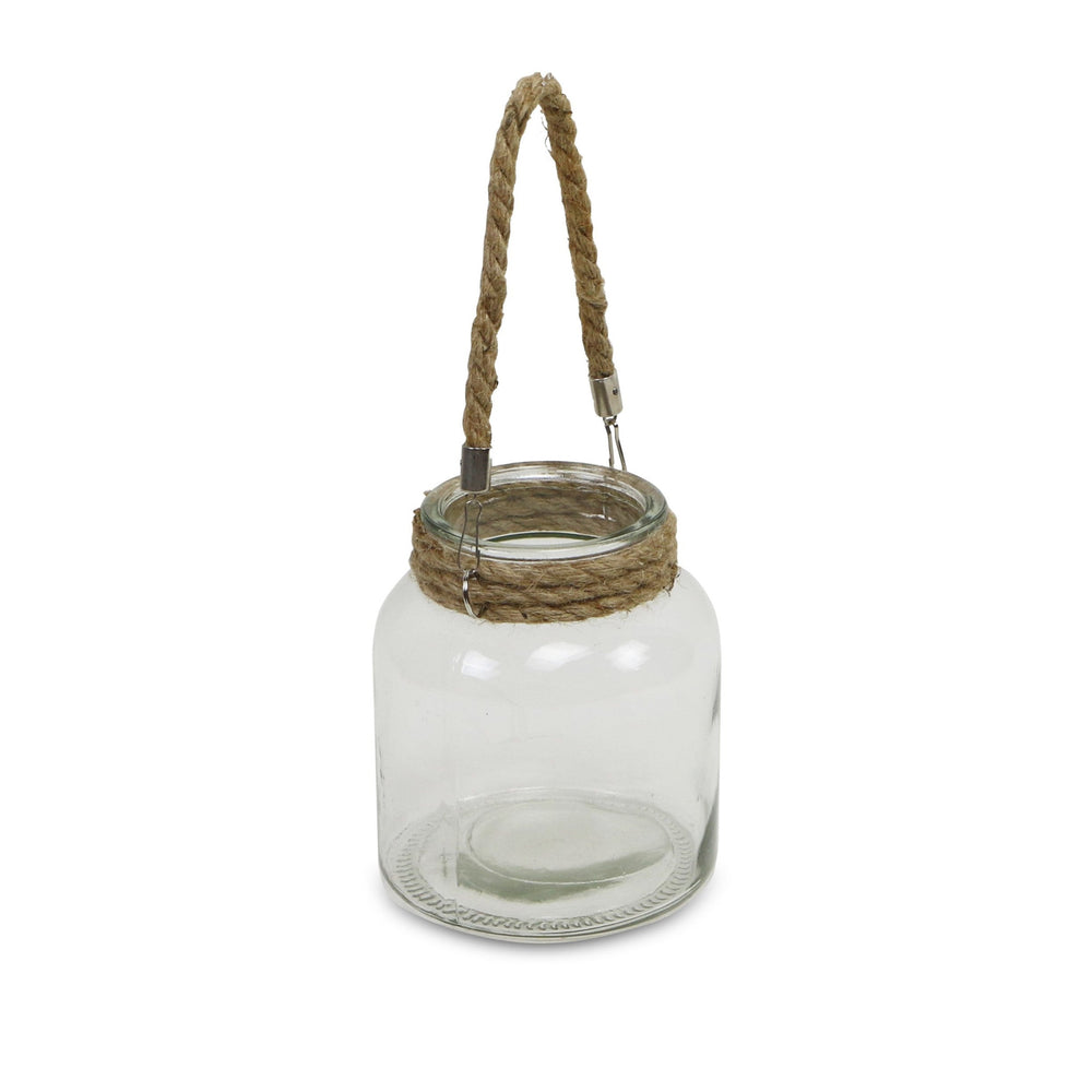6" Clear and Brown Glass Tabletop Lantern Candle Holder - Homeroots - Flyclothing LLC