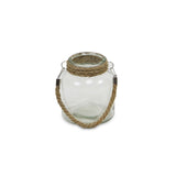 6" Clear and Brown Glass Tabletop Lantern Candle Holder - Homeroots - Flyclothing LLC