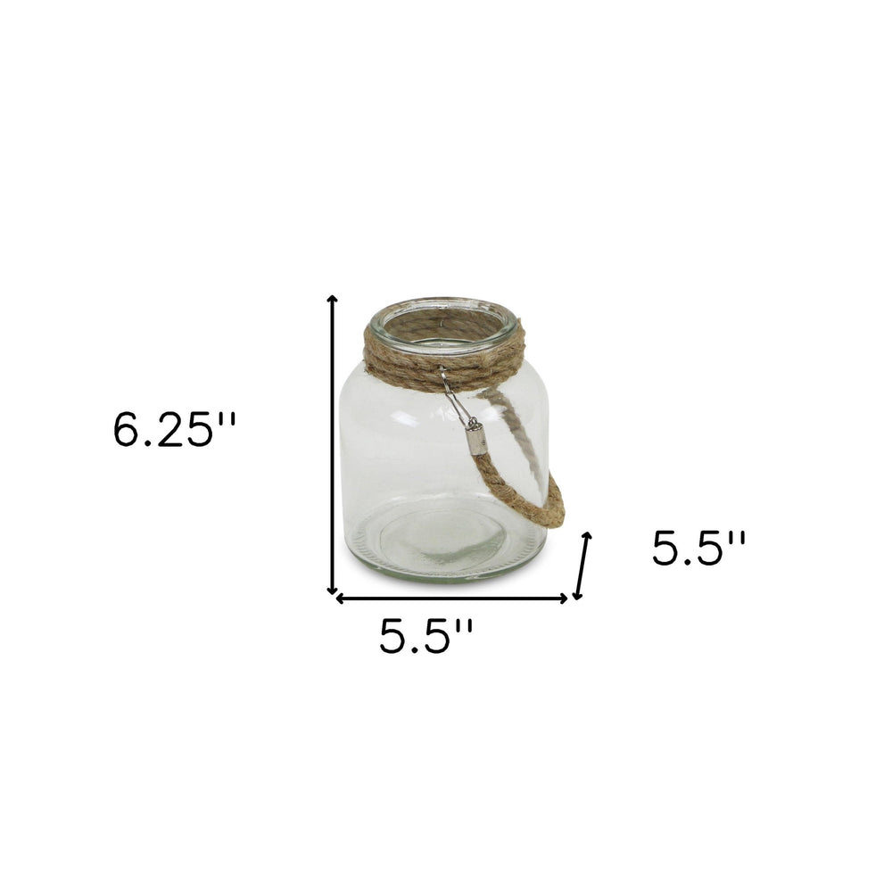 6" Clear and Brown Glass Tabletop Lantern Candle Holder - Homeroots - Flyclothing LLC
