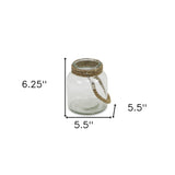 6" Clear and Brown Glass Tabletop Lantern Candle Holder - Homeroots - Flyclothing LLC
