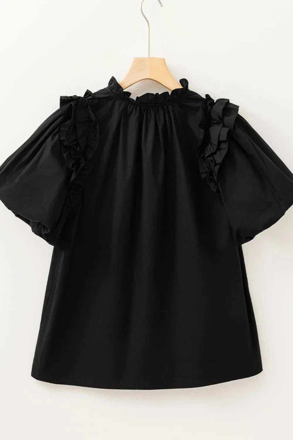Ruffled Puff Short Sleeve Loose Blouse - Trendsi - Flyclothing LLC