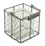 6" Clear and Brown Glass and Metal Lattice Tabletop Lantern Candle Holder - Homeroots - Flyclothing LLC