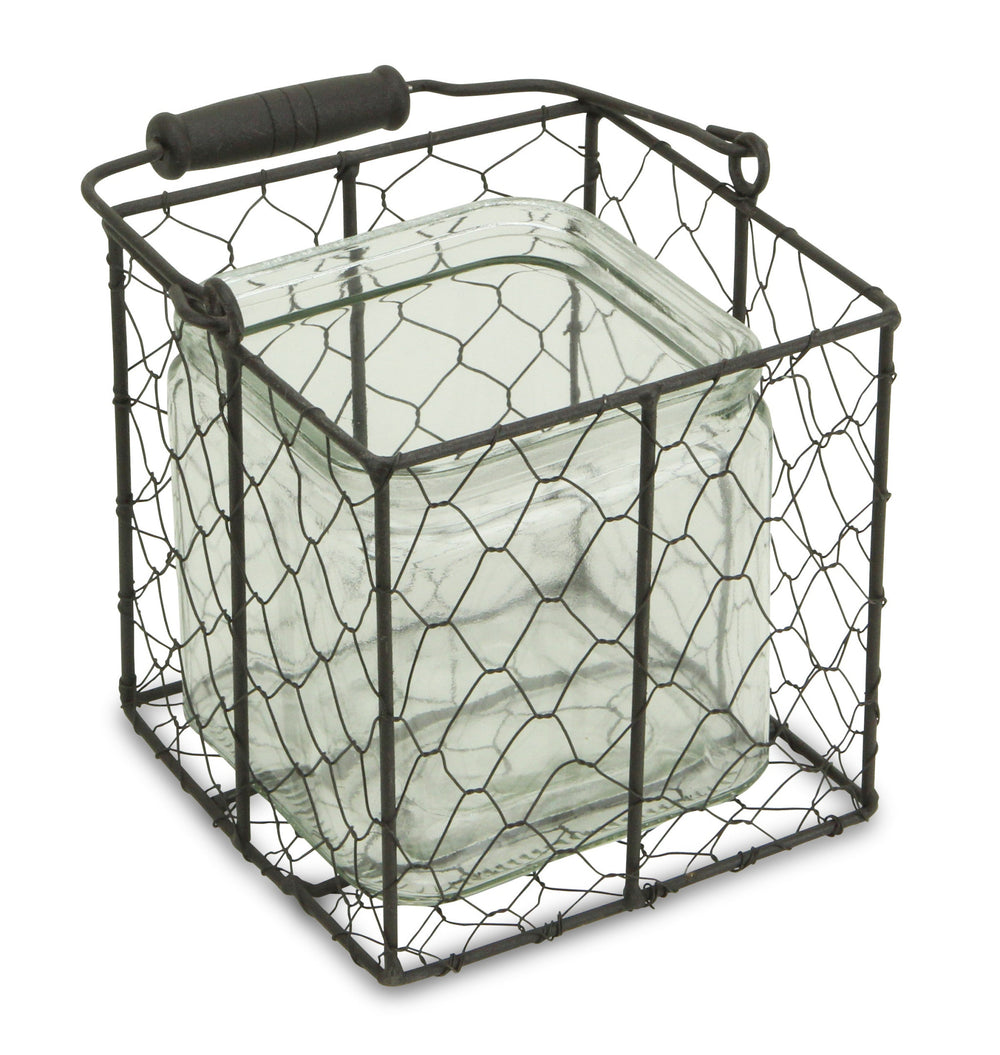 6" Clear and Brown Glass and Metal Lattice Tabletop Lantern Candle Holder - Homeroots - Flyclothing LLC