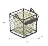 4" Clear and Brown Glass Tabletop Lantern Candle Holder - Homeroots - Flyclothing LLC