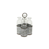 Set of Four Clear Galvanized Metal and Glass Decorative Bottles - Homeroots - Flyclothing LLC