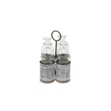 Set of Four Clear Galvanized Metal and Glass Decorative Bottles - Homeroots - Flyclothing LLC