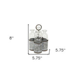 Set of Four Clear Galvanized Metal and Glass Decorative Bottles - Homeroots - Flyclothing LLC
