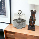 Set of Four Clear Galvanized Metal and Glass Decorative Bottles - Homeroots - Flyclothing LLC