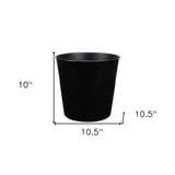 11" Black Recycled Plastic Indoor Outdoor Round Pot Planter - Homeroots - Flyclothing LLC