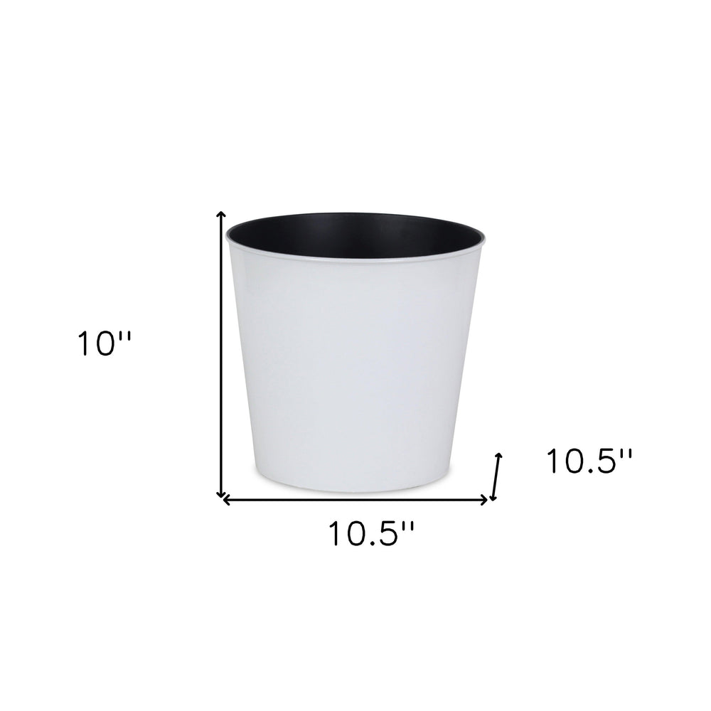 11" White Recycled Plastic Indoor Outdoor Round Pot Planter - Homeroots - Flyclothing LLC