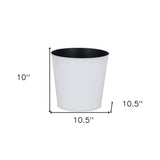 11" White Recycled Plastic Indoor Outdoor Round Pot Planter - Homeroots - Flyclothing LLC