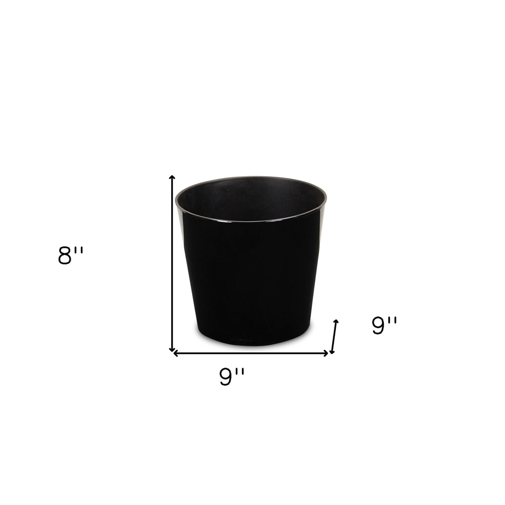 9" Black Recycled Plastic Indoor Outdoor Round Pot Planter - Homeroots - Flyclothing LLC