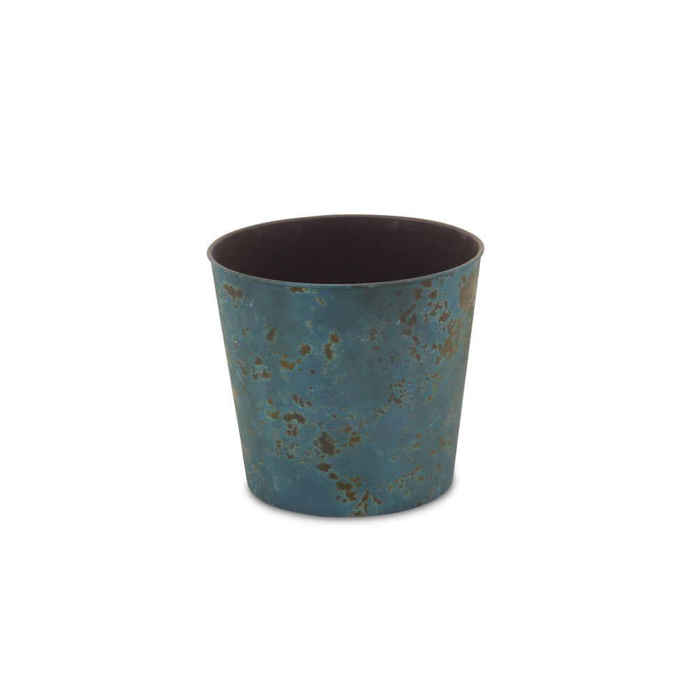 9" Blue Recycled Plastic Indoor Outdoor Round Pot Planter - Homeroots - Flyclothing LLC