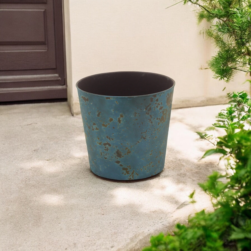 9" Blue Recycled Plastic Indoor Outdoor Round Pot Planter - Homeroots - Flyclothing LLC