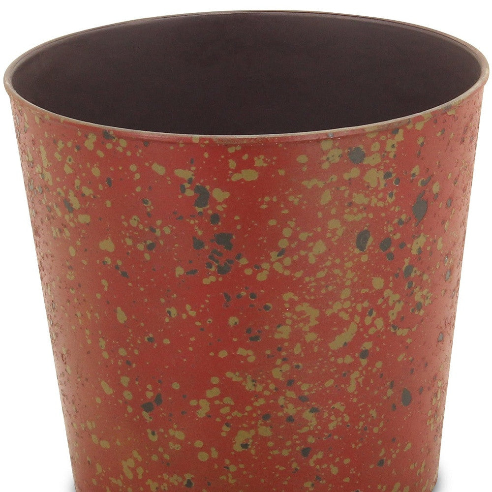 9" Red Recycled Plastic Indoor Outdoor Round Pot Planter - Homeroots - Flyclothing LLC