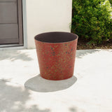 9" Red Recycled Plastic Indoor Outdoor Round Pot Planter - Homeroots - Flyclothing LLC