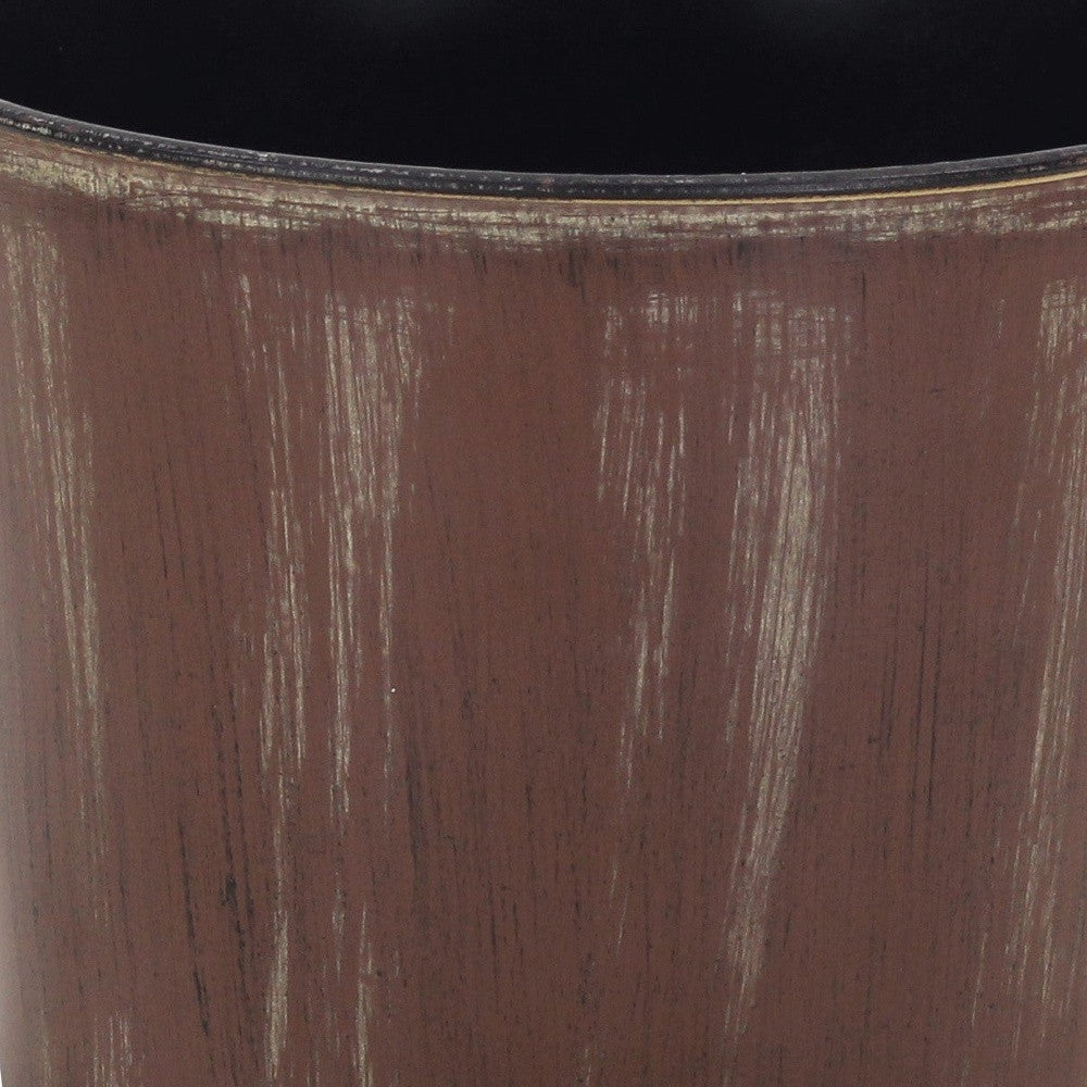 7" Brown and Ivory Abstract Recycled Plastic Indoor Outdoor Round Pot Planter - Homeroots - Flyclothing LLC